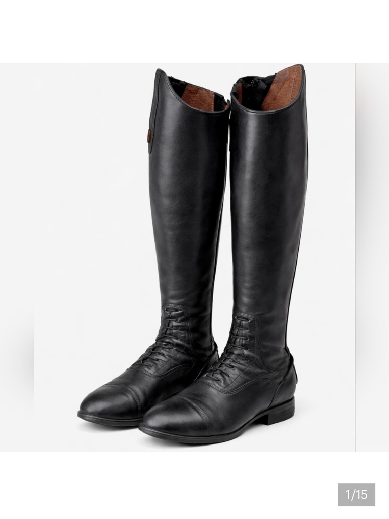 Tredstep Donatello Iii Tall Black Leather Riding Boots Slim Calf Size 37 Us 6.5